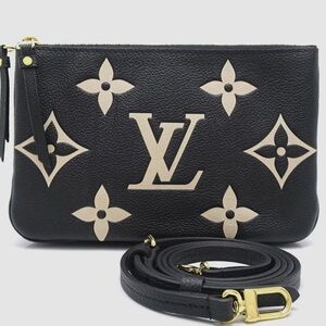 Louis Vuitton Pochette Double Zip Shoulder Bag Bicolor Monogram Empreinte Black